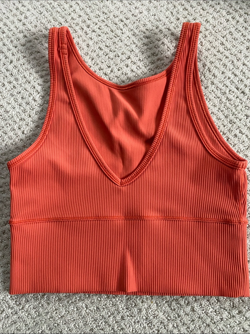 Lululemon Pivot Tank Ribbed V-Neck Cropped Tank - Coral